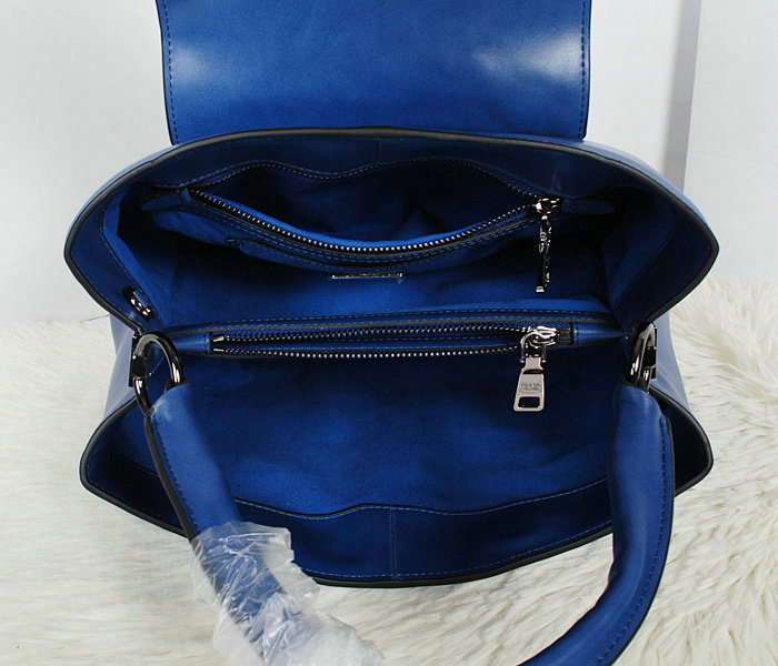 2014 Prada calf leather tote bag BN2603 blue